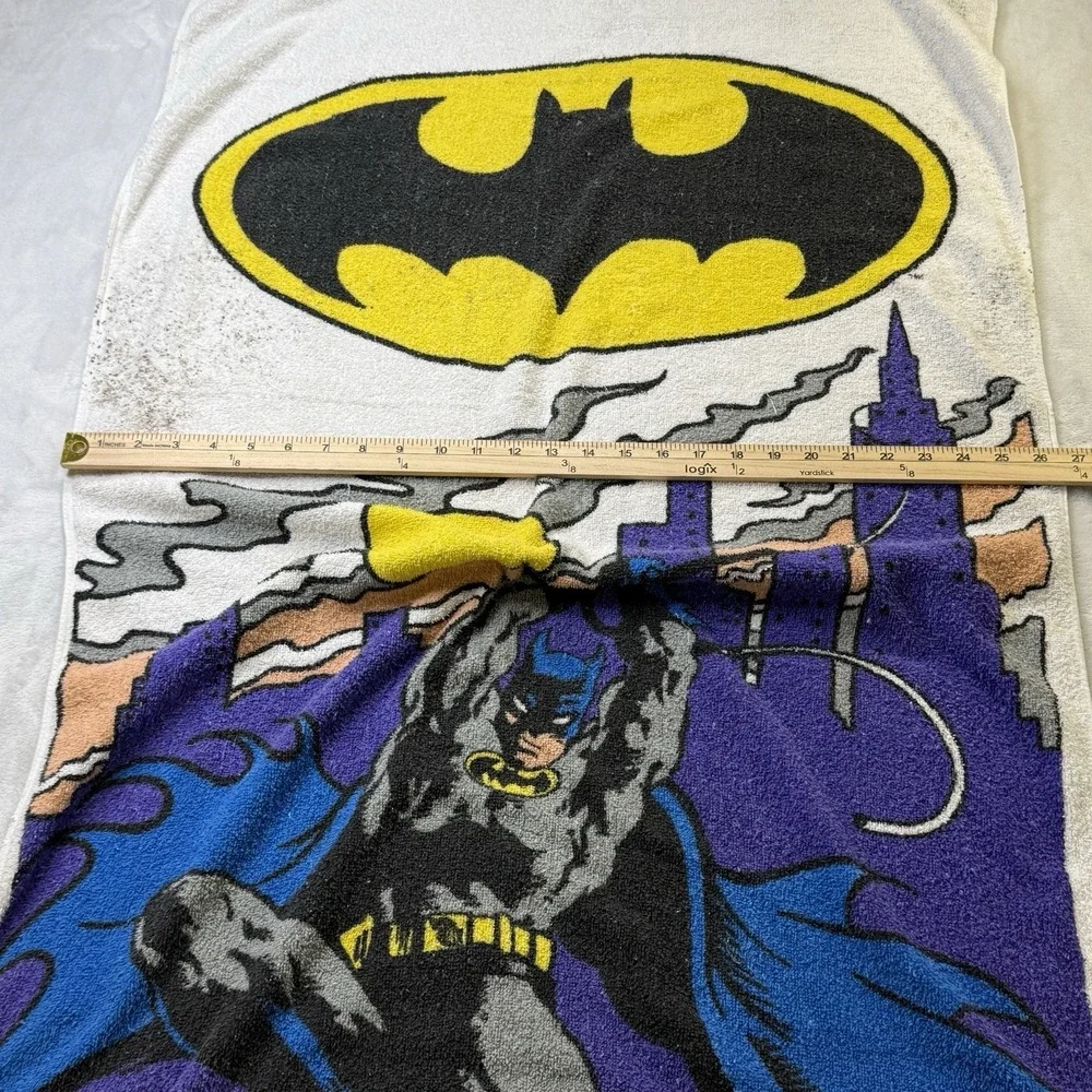 Vintage Batman Beach Towel 1989 DC Comics Large Graphic Cotton 26.5 x 50.5